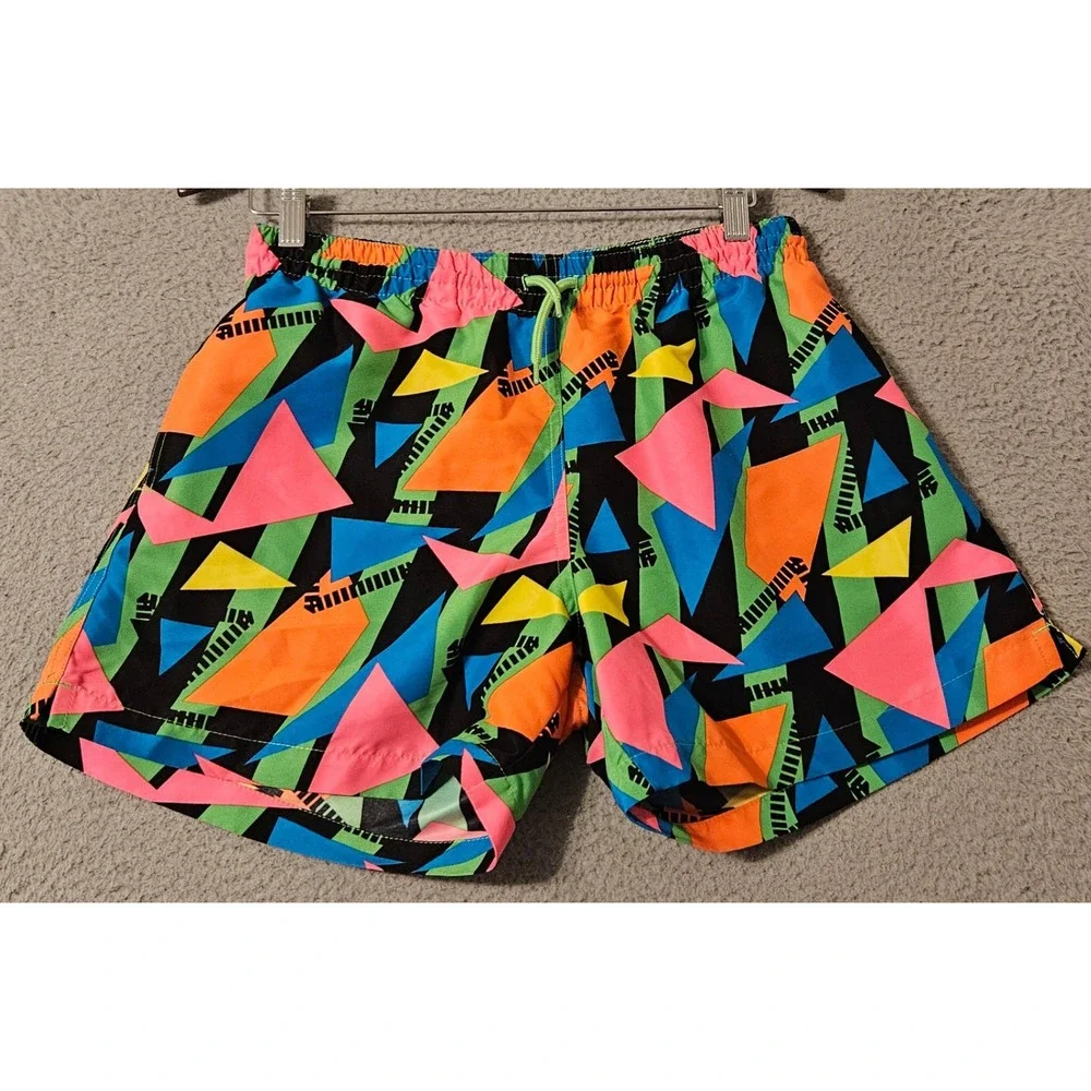 Chubbies Trunks Mens Medium Swim Shorts Neon Geometric Retro 80s 90s Print 5